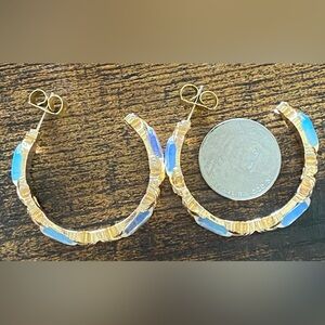 18kt Gold Plated Opalite Hoop Earrings